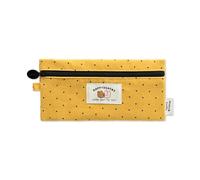 Monolike Happy and Lucky Candy Dot pen case, Yellow - Slim Corduroy Style Cotton Pen Pouch, Cute Aesthetic Pastel Stationery Organizer for Office