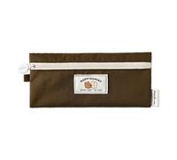 Monolike Happy and Lucky Flat Pencil Case, Brown - Slim Water-Resistant Nylon Pen Pouch, Aesthetic Pastel Stationery Organizer for Office