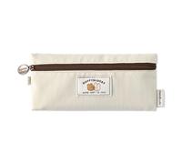 Monolike Happy and Lucky Flat Pencil Case, Ivory - Slim Water-Resistant Nylon Pen Pouch, Aesthetic Pastel Stationery Organizer for Office