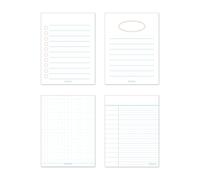 Monolike Memopad Basic Line A SET - 4 Packs, 4 Different Designs, 100 Sheets Per Pad, Total 400 Sheets, Note pads, Writing pads
