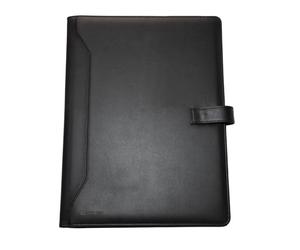 Monolith 2900 Leather Look PU Conference Folder with A4 Pad - Black