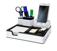 Monolith Desk Organiser Plastic Black, White 21.7 x 18.7 x 9.6 cm
