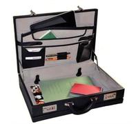 Monolith Leather Look Expandable Attache Case PVC Black