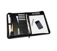 Monolith Leather Look Zipped Ring Binder A4 Black 2926 Conference Folder