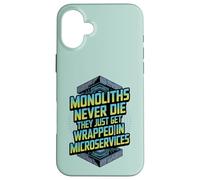Monoliths Never Die Funny Software Architecture Developer Case for iPhone 16 Plus
