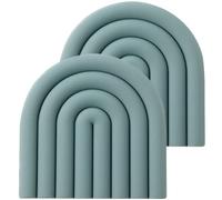 monomono 2 Silicone Trivets for Hot Dishes - Durable and Colorful Pot Holders, Heat Resistant Mats for Countertop, Hot Pads, Modern Multi-Purpose Trivet Mats, Spoon Rest (Muted Light Blue, Set of 2)