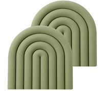 monomono Aesthetic & Colorful Silicone Trivets for Hot Pots and Pans, Pot Holders, Modern Heat Resistant Mats for Countertop, Hot Pads, Multi-Purpose Trivet Mat, Spoon Rest, Set of 2 (Muted Green)