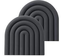 monomono Stylish and Practical Silicone Trivets for Hot Pots and Pans - Durable and Heat Resistant Pot Holders for Countertop, Hot Pads, Multi-Purpose Trivet Mats, Spoon Rest (Dark Grey, Set of 2)