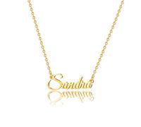 MONOOC Custom Name Necklace Personalized, 14K Gold Plated Personalized Name Necklace Gold Rose Gold Silver Color Stainless Steel Name Plate Necklace for Women gals Men, Customized Name Word Necklace,