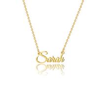 MONOOC Custom Name Necklace Personalized, 14K Gold Plated Personalized Name Necklace Gold Rose Gold Silver Color Stainless Steel Name Plate Necklace for Women gals Men, Customized Name Word Necklace,