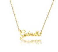 MONOOC Custom Name Necklace Personalized, 14K Gold Plated Personalized Name Necklace Gold Rose Gold Silver Color Stainless Steel Name Plate Necklace for Women gals Men, Customized Name Word Necklace,