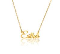 MONOOC Personalized Custom Name Necklace Esther Script Initial Nameplate Necklace Jewelry for gals Womens