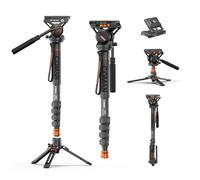 Monopod with Feet, 73.2 inch Professional Camera Monopod Tripod, with New Q6 Fluid Head for DJI RS4 Manfrotto, Aluminum Portable Travel Video Monopod with Removable Tripod Stand Base, Max Load 22 Lbs