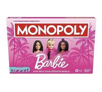 MONOPOLY: Barbie Edition Board Game, Ages 8+, 2-6 Players, Fun Family Games for Kids and Adults, with 6 Barbie-Themed Pink Zinc Tokens, Kids Gifts