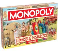 Horrible Histories Ancient Civilisations Monopoly Board Game for 2-6 Players, 6 Metal Tokens - WM04761-EN1-6