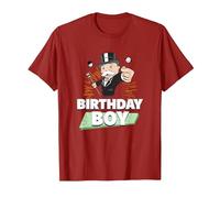 Monopoly Mr. Monopoly Birthday Boy Bling Portrait T-Shirt, Men, Cranberry Red, Large