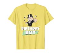 Monopoly Mr. Monopoly Birthday Boy Bling Portrait T-Shirt, Men, Lemon Yellow, 3X-Large
