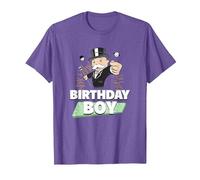 Monopoly Mr. Monopoly Birthday Boy Bling Portrait T-Shirt, Men, Purple Heather, Large