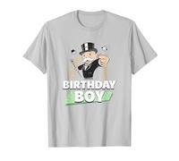 Monopoly Mr. Monopoly Birthday Boy Bling Portrait T-Shirt, Men, Silver Grey, X-Large