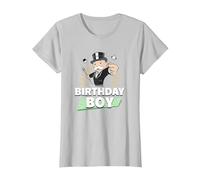 Monopoly Mr. Monopoly Birthday Boy Bling Portrait T-Shirt, Women, Silver Grey, Large