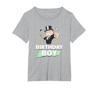 Monopoly Mr. Monopoly Birthday Boy Bling Portrait T-Shirt, Women's Plus, Heather Grey, 5X