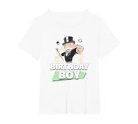 Monopoly Mr. Monopoly Birthday Boy Bling Portrait T-Shirt, Women's Plus, White, 6X