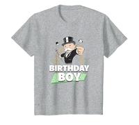Monopoly Mr. Monopoly Birthday Boy Bling Portrait T-Shirt, Youth, Heather Grey, Small