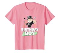 Monopoly Mr. Monopoly Birthday Boy Bling Portrait T-Shirt, Youth, Pink, Large