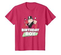Monopoly Mr. Monopoly Birthday Boy Bling Portrait T-Shirt, Youth, Red Heather, Medium