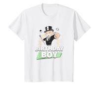 Monopoly Mr. Monopoly Birthday Boy Bling Portrait T-Shirt, Youth, White, Medium