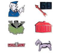 Monopoly Mystery Enamel Pin Blind Box Series, Go Space, Mr Monopoly, Policeman, Red House, Dog Token, or Title Logo