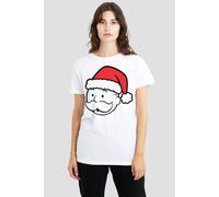 Monopoly Women's Hasbro Santa Hat T-Shirt, White | Size: XL Monopoly White XL