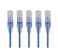 Monoprice 115142 Cat6A Ethernet Patch Cable - 10 Feet - Blue | Network Internet Cord - RJ45, 550Mhz, UTP, Pure Bare Copper Wire, 10G, 30AWG, 5-Pack - SlimRun Series