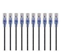 Monoprice - 133257 SlimRun Cat6A Ethernet Patch Cable - Snagless RJ45 UTP Pure Bare Copper Wire 10G 30AWG 30ft Black 10-Pack