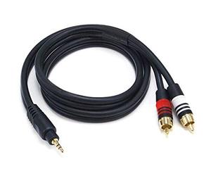 Monoprice 3 ft Premium 3.5 mm Stereo Male to 2 RCA Male 22 AWG Gold Plated Cable - Black