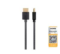 Monoprice 4K Certified Premium High Speed Slim HDMI Cable - 4K60Hz, 18Gbps, HDR, 2ft, Black