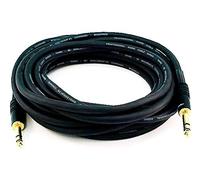 Monoprice 6.35mm (TRS) Cable Cord - 7.62M (25ft) - Black, M/M, 16AWG, Gold Plated Connectors - Premier Series