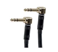 Monoprice 6.35mm (TRS) Right Angle to Right Angle Cable Cord - 0.46M (1.5ft) - Black, 16AWG, M/M, Gold Plated Connector - Premier Series