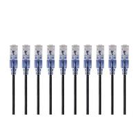 Monoprice Cat6A 2ft Black Patch Cable UTP 30AWG 10G Pure Bare Copper Snagless RJ45 SlimRun Series Ethernet Cable- Pack of 10
