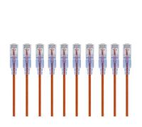 Monoprice Cat6A 2ft Orange Patch Cable UTP 30AWG 10G Pure Bare Copper Snagless RJ45 SlimRun Series Ethernet Cable- Pack of 10