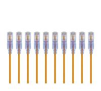Monoprice Cat6A 2ft Yellow 10-Pk Patch Cable UTP 30AWG 10G Pure Bare Copper Snagless RJ45 SlimRun Series Ethernet Cable