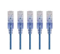 Monoprice Cat6A 50ft Blue 5-Pk Patch Cable UTP 30AWG 10G Pure Bare Copper Snagless RJ45 SlimRun Series Ethernet Cable