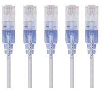 Monoprice Cat6A Ethernet Network Patch Cable - 50 Feet - White | 5-Pack, 10G - SlimRun Series