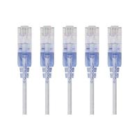Monoprice Cat6A Ethernet Patch Cable - 0.5 Feet - White (5 Pack) Network Internet Cord - RJ45, Stranded, UTP, Pure Bare Copper Wire, 30AWG - SlimRun Series