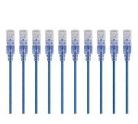 Monoprice Cat6A Ethernet Patch Cable - Network Internet Cord - 0.3M (1ft) - Blue (10-Pack) RJ45, Stranded, 550Mhz, UTP, Pure Bare Copper Wire, 10G, 30AWG - SlimRun Series