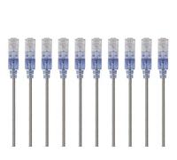 Monoprice Cat6A Ethernet Patch Cable - Snagless RJ45, 550Mhz, 10G, UTP, Pure Bare Copper Wire, 30AWG, 10-Pack, 1 Feet, Gray - SlimRun Series