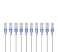Monoprice Cat6A Ethernet Patch Cable - Snagless RJ45, 550Mhz, 10G, UTP, Pure Bare Copper Wire, 30AWG, 10-Pack, 25 Feet, White - SlimRun Series