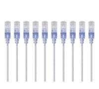 Monoprice Cat6A Ethernet Patch Cable - Snagless RJ45, 550Mhz, 10G, UTP, Pure Bare Copper Wire, 30AWG, 10-Pack, 3 Feet, White - SlimRun Series