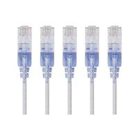 Monoprice Cat6A Ethernet Patch Cable - Snagless RJ45, 550Mhz, 10G, UTP, Pure Bare Copper Wire, 30AWG, 5-Pack, 10 Feet, White - SlimRun Series