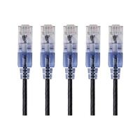 Monoprice Cat6A Ethernet Patch Cable - Snagless RJ45, 550Mhz, 10G, UTP, Pure Bare Copper Wire, 30AWG, 5-Pack, 7 Feet, Black - SlimRun Series